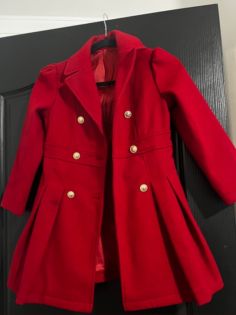 Girls Winter Dress Coat Button Peacoat Notch Lapel Double Breasted with Pockets - Picture 5 of 7